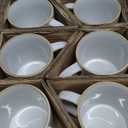 famiware Coffee Mug Set for 6, Star 16 oz Catering Mugs Cup Set with Handle for Coffee, Tea, Cocoa, Milk - Ceramic Stoneware Drinkware Set, Cappuccino White