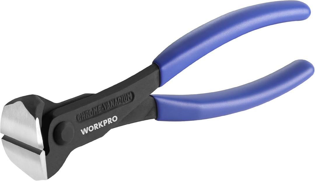 WORKPRO 7 Inch Nail Puller, End Cutting Pliers - Black Finish Chrome Vanadium Steel, High Leverage End Cutting Nipper, Carpenters Pincers, End Snips for Pulling Nails or Cutting Wires (Small)