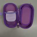 Portable 2 in 1 Contact Lens Case and Glasses Case, Traveling Contact Cases Bag Box Holder with Soak Storage Kit Included Built-in Mirror, Tweezer, Contact Lens Solution Bottle and Hand Strap-Purple