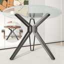28 Inch Metal Pedestal Table Base with Suction Cups, DIY Coffee or Dining Table Legs Fits Glass, Marble, Wood Tops (Black, 28 inch)