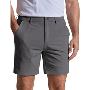 COOFANDY Men's Casual Shorts 7" Stretch Golf Shorts with 4 Pockets Quick Dry Lightweight Shorts Dress for Hiking Work (Large, Dark Grey)