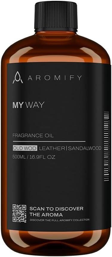 Aromify My Way Diffuser Oil, Inspired by 1 Hotel Miami Beach, 16.9 FL Oz, 500 mL, Hotel Scent Diffuser Oil, My Way Aromatherapy Blend of Essential Oils for Home & Office, Leather & Sandalwood Scent.