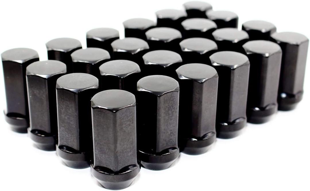 Set of 24 Veritek 14x1.5mm 1.8 Inch 45mm Overall Length 7/8 22mm Hex Black Duplex Acorn Lug Nuts for Cadillac Chevy Chevrolet Ford GMC Nissan RAM Toyota Aftermarket Custom SUV Truck Wheels