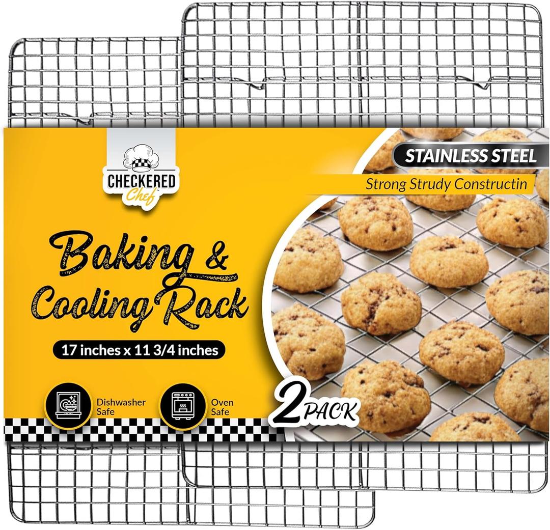 Checkered Chef Cooling Rack for Cooking and Baking - 11 " x 17 Set of 2 Stainless Steel, Oven Safe Grid Wire Cookie Cooling Racks Checkered Chef Cooling Rack for Cooking and Baking - 11 " x 17 Set of 2 Stainless Steel, Oven Safe Grid Wire Cookie Cooling Racks