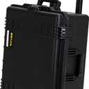 MEIJIA Portable All Weather Premium Rolling Wheels Waterproof Hard Compact Camera Case with Customizable Fit Foam,Pull Handle, 24.6"X19.7"X11.7",Black