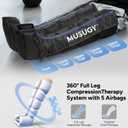 Sequential Leg Compression Massager for Circulation : Full Leg Air Compression Boots for Massage Therapy & Fatigue Relief - 9 Intensity, 6 Modes, 3 Timers for Athletes, Runners, Gym (Medium) (Black)