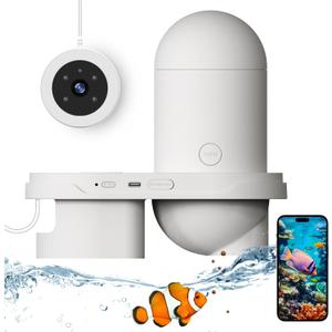 Automatic Fish Feeder with 2K HD Camera, WiFi/ App Control, Auto Fish Feeder for Vacation with Timer, 2.4G Precision Feeding，Visual Monitor for Betta Tanks and Aquarium