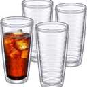 Amazing Abby - Alaska - 24-Ounce Insulated Plastic Tumblers (Set of 4), Double-Wall Plastic Drinking Glasses, All-Clear Reusable Plastic Cups, BPA-Free, Shatter-Proof, Dishwasher-Safe