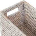 YANGQIHOME Toilet Paper Basket, Rattan Toilet Tank Basket for Bathroom, Wicker Baskets with Lid for Storage, Whitewash