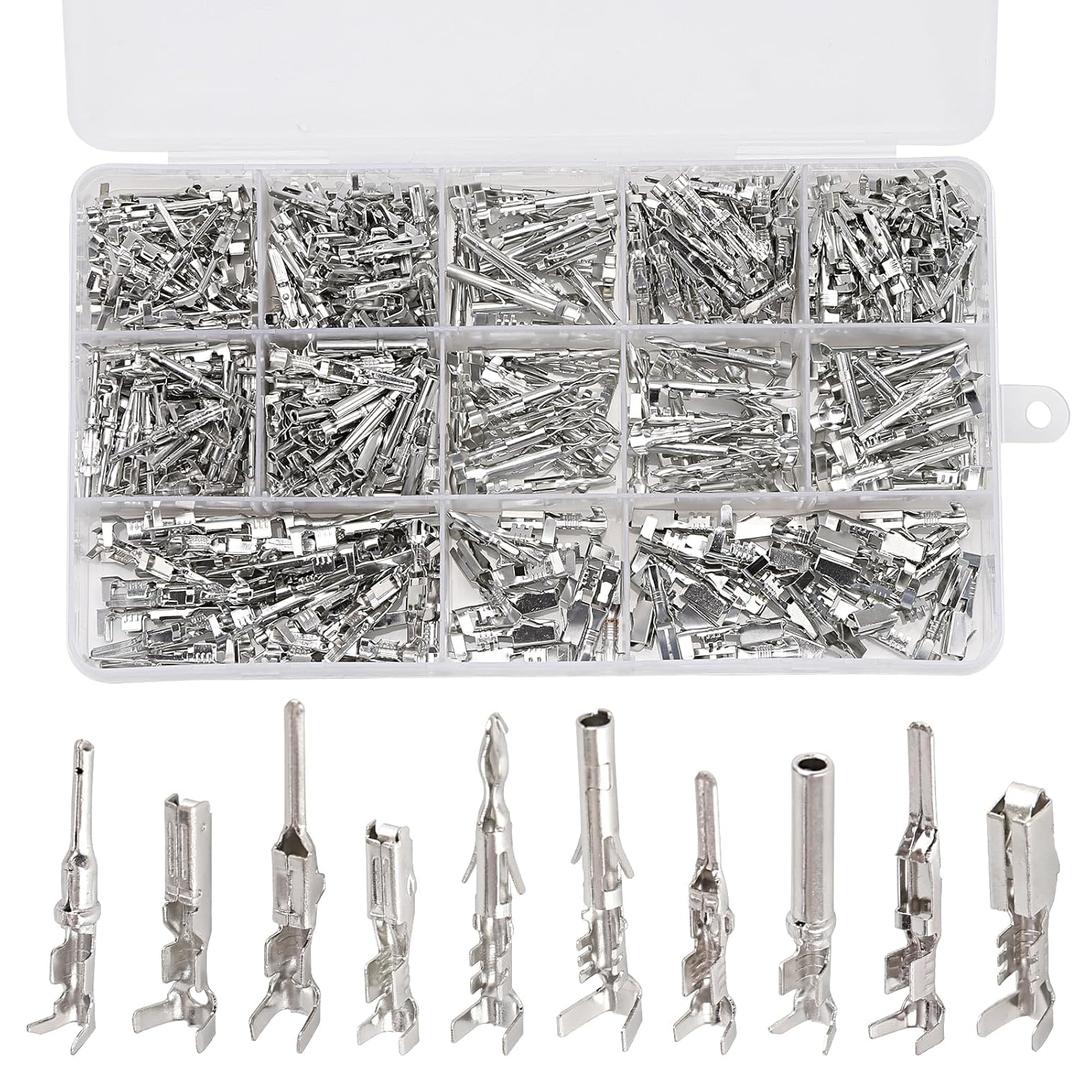 440PCS Automotive Electrical Pin Connectors Kit 1.5/1.8/2.5/2.8mm Connector Pins Automotive Pin Connector Kit Crimp Terminal Pins for 22-12 Gauge Plug