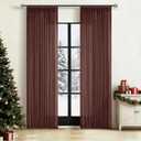 Chestnut Brown 84 Inch Pinch Pleated Linen Curtains 2 Panel Set for Living Room Thick Linen Textured Drapes 84 Inches Long Pinch Pleat Drapes Semi Sheer Curtain for Dining Bedroom Office Rust Maroon