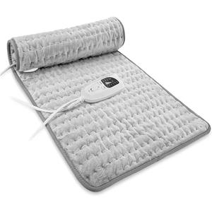 VANKADA Heating Pad Electric Heat Pad, Hot Heated Pad,Multiple Temp and Timer Settings,Suitable for Shoulders, Neck, arms, Abdomen, Back, Legs, etc. (Silver Gray, 24"X12")