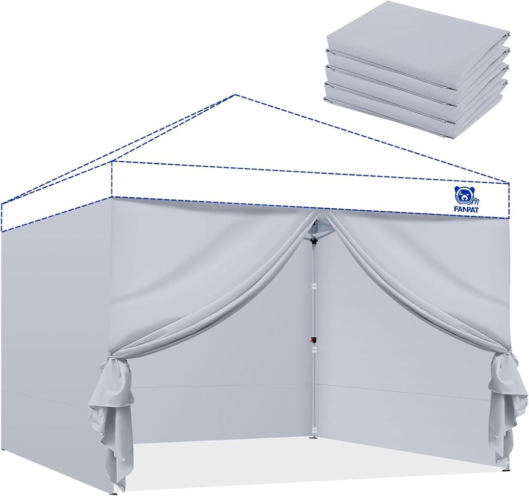 Fanpat Instant 10x10 Canopy Sidewalls for Pop Up Canopy, Waterproof UV Protection Fabric, 4 Packs Sidewalls with Zipper Door for Outdoor Events, Gray(4PCS Sidewalls Only, Canopy Tent Not Included)