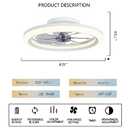 20" Modern Ceiling Fan with Light, 6 Speeds & Dimmable, White Flush Mount for Home