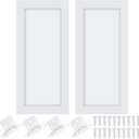 Cinnvoice 2 Pcs Pine Kitchen Cabinet Door Replacement with 4 Pcs Cabinet Hinges Wood Shaker Door Front Replacement for Kitchen, Bathroom, Vanity(White,13.25" W X 29" H)
