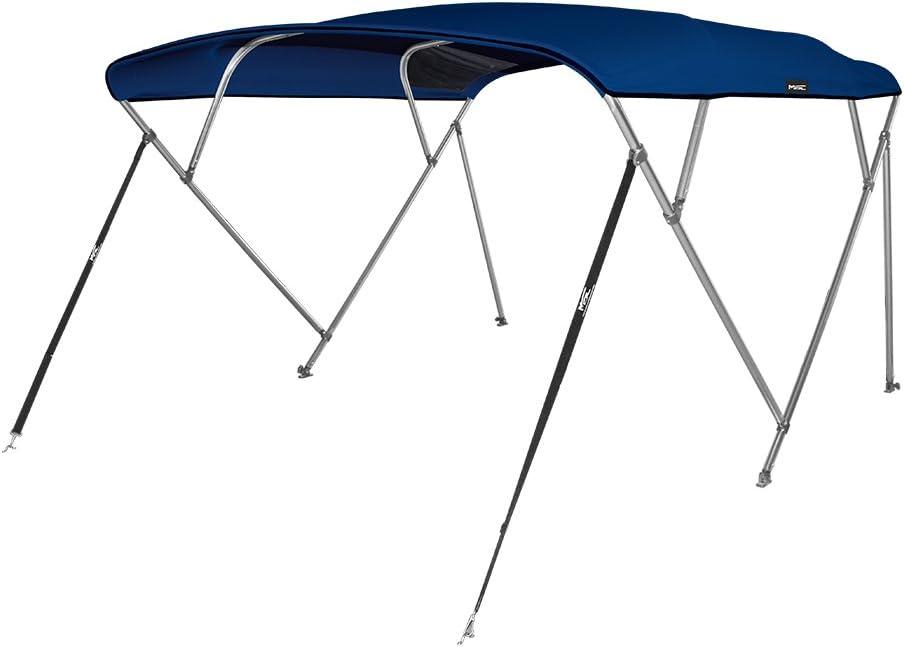 MSC 3 Bow 4 Bow Bimini Top Boat Cover with Rear Support Pole and Storage Boot(Navy, 4 Bow 8'L x 54" H x 91"-96" W)