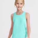 Auranso Girls Athletic Tank Tops 3 Pack UPF 50+ Racerback Sleeveless Quick Dry Sports Dance Workout Tops (7-8 Years, Purple-light Blue-pink)