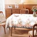 Easter Tablecloth 60 x 84 Inch, Buffalo Plaid Bunny Ear Foot Flowers & Polyester Table Cover for Spring Easter Holiday Party Dinner Table Decor