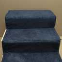 Gardner Pet Dog Stairs for Small Dogs 14" H, 3-Step Extra Wide Dog Steps for Bed, Pet Stairs for Bed and Couch with Durable Non-Slip Waterproof Fabric Cover and Soft Foam, Navy (18"x22"x14")