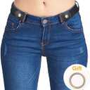 No Buckle Elastic Stretch Belts for Men and Women Black, Invisible Belts for Jeans Pants, Size L