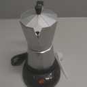 Silver Aluminum Electric Moka Pot, 6 Cups Espresso Maker with Dose Reduction Plate