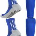1 Set Soccer Grip Socks,Shin Guard Sleeves for Football Basketball for Men and Women Black/White One Size