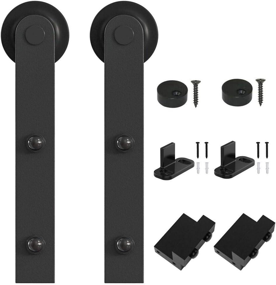 WINSOON Sliding Barn Door Hardware Kit 4/5/6/8/10/12/13/15/16FT Track Roller Set for Single Wood Door Closet Straight Design Track Black(Without Door) (I Shape Design, Antique Roller Kit)