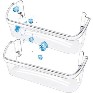 2 Pack UPGRADED 242126602 Refrigerator Door Bin Shelf Replacement for Frigidaire Electrolux Refrigerator Door Shelf Bin Bottom 2 Shelves - Side Shelf Rack Parts AP6278233 PS12364199 4547407
