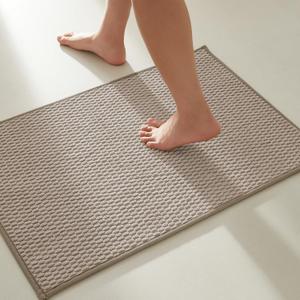 Bathroom Rugs Non Slip Washable, Super Absorbent Thin Bath Mat Small Quick Dry Low Pile Bathroom Rug, Beige 16"x23"