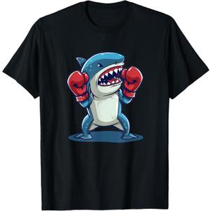 Funny kids boxing Shark Outfit with punching Gloves T-Shirt XS