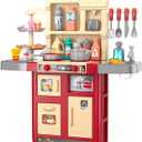 Kids Kitchen Playset for Toddlers Girls, Toy Kitchen Sets Pretend Play Food Toys for Kids Girls Ages 3 4 5 6 7 8, with Light Sound Spray