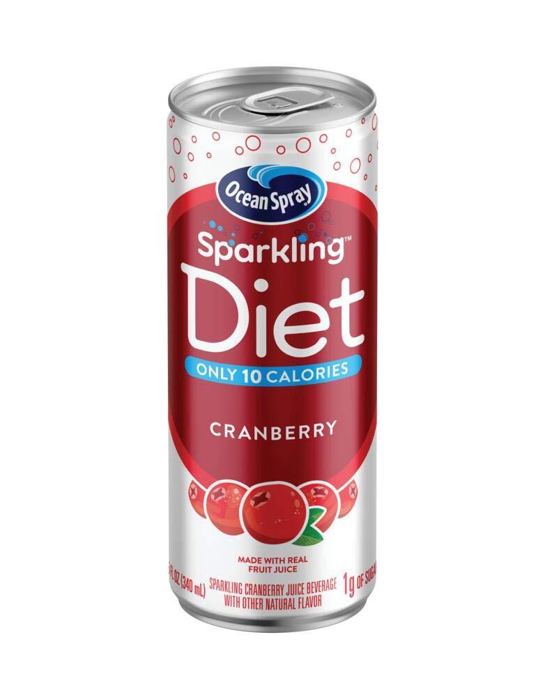 Ocean Spray Sparkling Diet Cranberry Juice Drink, 11.5 Fl Oz Cans, 4 Count (Pack of 24) Best Before May 13 2026