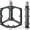 Road/Mountain Bike Pedals - 3 Bearings Bicycle Pedals - 9/16” CNC Machined Flat Pedals with Removable Anti-Skid Nails