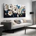 Large Canvas Wall Art for Living Room Bedroom Home Office White and Blue Floral Wall Art Botanical Picture Modern Framed Artwork Canvas Prints 29x59 In