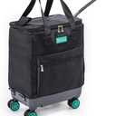 Handy Sandy Haul-It Foldable Rolling Tote – Patented Heavy-Duty Utility Bag with 8 Spinner Wheels, – Reusable Grocery Cart, Laundry Carrier, Travel Tote, Commuter Bag for Shopping & More- Green