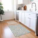 Vintage Leaf Botanical Door Mat, Boho Abstract Doormat for Indoor Outdoor Entrance Porch, Mid Century Modern Welcome Mats for Front Door, Boho Leafy Bathmat Rug for Bathroom, 17x30 Inches (Grey)