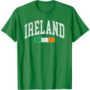 Vintage Ireland Flag Irish Retro Throwback Mens Womens Kids T-Shirt (Green, M)