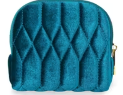 Small Travel Jewelry Case, Mini Travel Jewelry Bag with Zipper, 5-Layer Velvet Organizer Pouch for Bracelet Rings Earrings - Diamond Stitched Velvet Navy Blue