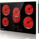TOPWISH 30 Inch Electric Cooktop, 5 Burners Built-in Electric Stove Top