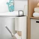 Baffect 2 Liter White Slim Bathroom Trash Can with Lid and Toilet Brush Holder