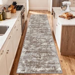 Non Slip Floor Runners for Dogs 2.6x8 Washable Runner Rug Abstract, Joint Support for Senior Dogs, Woven, Extra Grip Traction Runners for Hallway, Kitchen,Entryway,Brown
