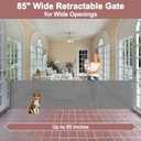85 Inch Retractable Baby Gates Extra Wide Retractable Dog Gate for Wide Openings Indoor Outdoor Retractable Gate Mesh Dog Gates for The House Extra Wide Baby Gate Retractable Gates for Dogs, (33" Tall X 85" Wide), Gray