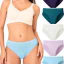 BAMBOO COOL Women's Underwear Ladies Brief Seamless Panties Moisture Wicking Stretchy Full Coverage (Small Multicolor-5 Pack-High Cut Leg-a)