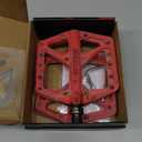 BUCKLOS Mountain Bike Pedals MTB Pedals Flat, Adult Bicycle Road Bike Large Platform Nylon Non-Slip Pedal for Gravel Bike/Hybrid Bike 9/16" (red)