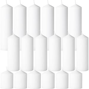 18 Pcs White Pillar Candles Bulk Set,2x3 2x6 2x8 Inch - 12 Each SizeHurricane CandlesDripless Unscented SmokelessGives You a Better Atmosphere When Organizing an Event Party.