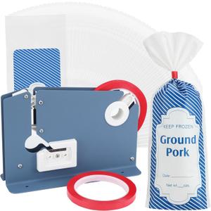 Pickmesh 300 Pcs Freezer Bags 1lb Ground Meat Bags with Tape Bag Sealer 2 Sealing Tape Sausage Burger Bag for Packaging Storing Processing Protect Your Meat from Freezer Burn(Blue)