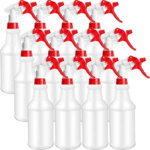 Eccliy 12 Pcs 16 Oz Plastic Spray Bottle, Adjustable Empty Reusable Sprayer for Cleaning, Planting, Water, Bathroom and Kitchen, BBQ, Commercial and Residential (Original,Red)