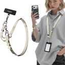 MAGEASY 2-IN-1 Cellphone Lanyard Crossbody + Wrist Strap + Phone Tether & Attachment Clips, Compatible with iPhone 16 17 Google Pixel | Clip and Go Security Strap Neck Phone Leash (Starlight)