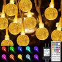 Color Changing String Lights Plug in, 33ft 60LED Connectable Crystal Globe String Light Remote, Decorative Outdoor Twinkle Lights for Girl Gift Bedroom Patio Garden Tent Camp Party Christmas Dcor (24 RGB Colors)