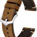 BISONSTRAP Men's Watch Bands, Hand-Stitched Leather Watch Straps, Quick Release, 18mm 19mm 20mm 21mm 22mm